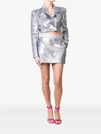 Alex Perry Delon Sequinned Mini Skirt In Silver