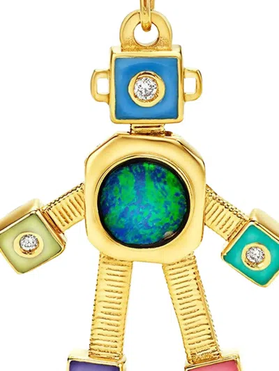 Vans 18k Yellow Gold Galaxy Heart Robot Pendant In Gold