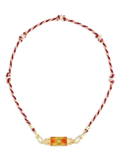 Marie Lichtenberg 14k Yellow Gold Orange Baby Locket Diamond Necklace In Multi