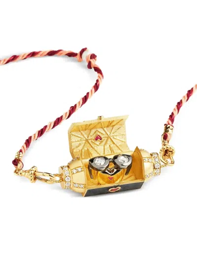 Marie Lichtenberg 14k Yellow Gold Orange Baby Locket Diamond Necklace In Multi