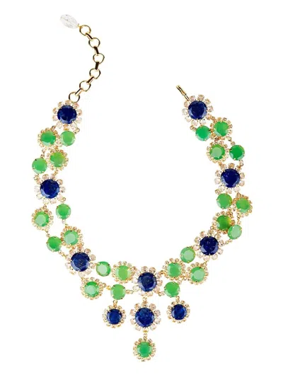 Bounkit Jewelry Lapis And Chrysoprase Collar Necklace In Gold