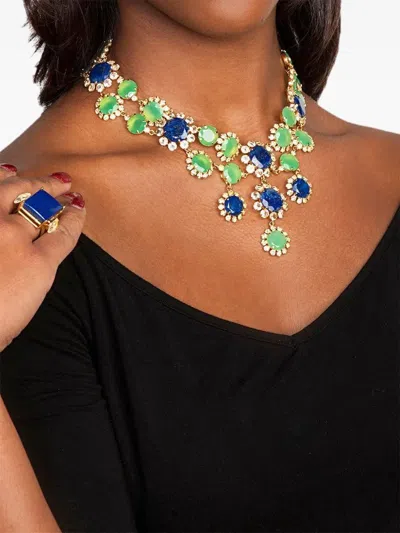 Bounkit Jewelry Lapis And Chrysoprase Collar Necklace In Gold