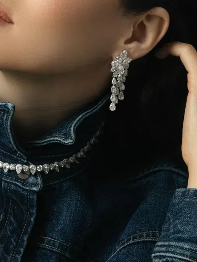 Fantasia By Deserio Shooting Star Cluster-drop Earrings In Silver