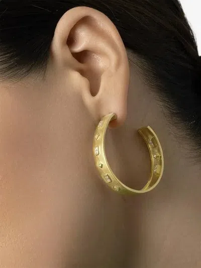 Tanya Farah 18k Yellow Gold Diamond Bezel Hoop Earrings In Gold