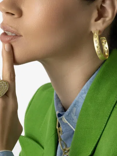 Tanya Farah 18k Yellow Gold Diamond Bezel Hoop Earrings In Gold