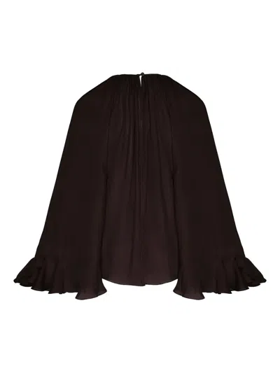 Johanna Ortiz Ruffled-sleeve Blouse In Red