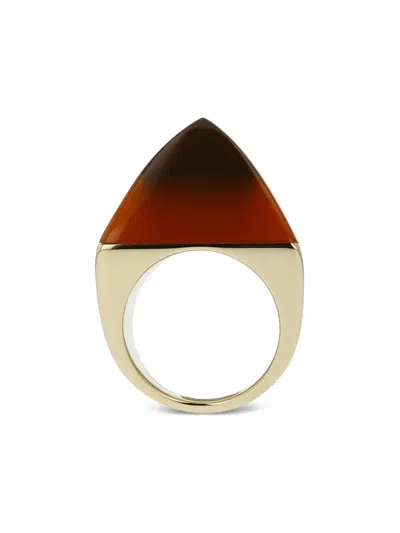 Mark Davis 18k Yellow Gold Kendall Bakelite Ring In Brown