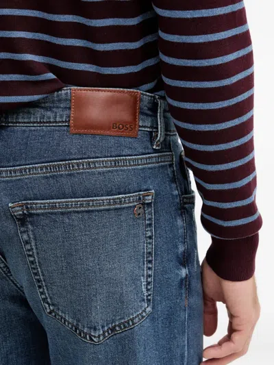 Hugo Boss Logo-patch Jeans In Blue