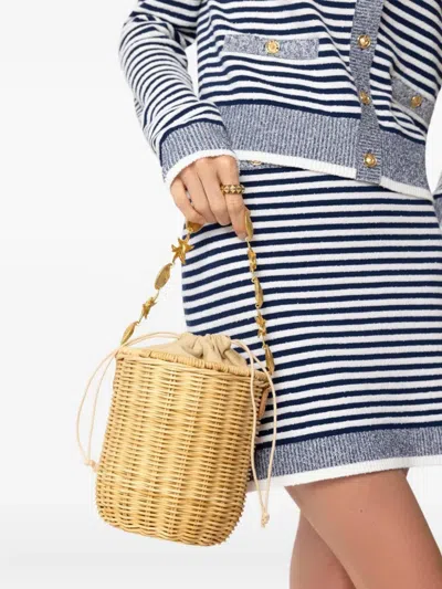 Poolside Island Shell-embellished Bucket Bag In Neutral