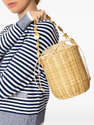 Poolside Island Shell-embellished Bucket Bag In Neutral