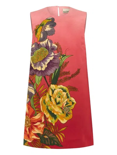 Alemais Inez Floral-print Sleeveless Mini Dress In Red