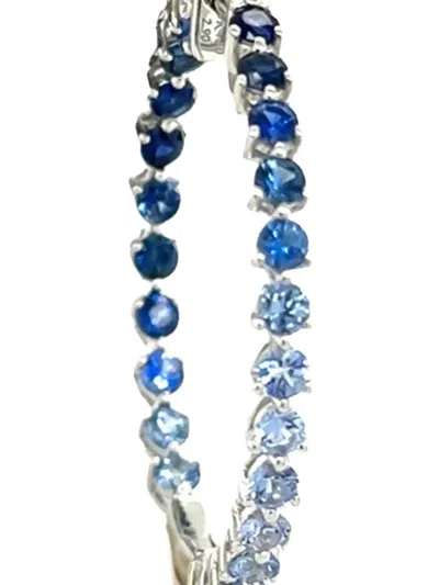 Lisa Nik 18k White Gold Sapphire Hoop Earrings In Blue