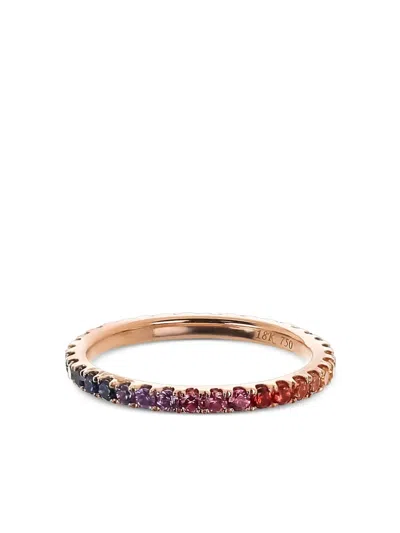 Lisa Nik 18kt Rose Gold Rainbow Sapphire Ring In Pink | ModeSens