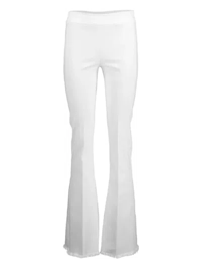 Avenue Montaigne Bellini Frayed-hem Flared Trousers In White