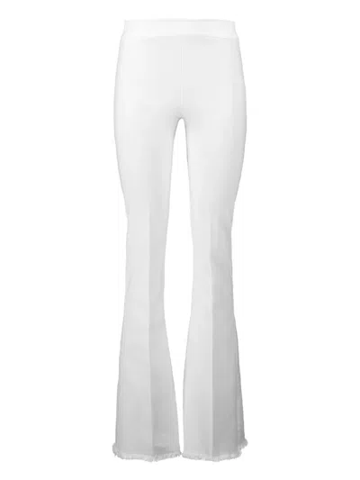 Avenue Montaigne Bellini Frayed-hem Flared Trousers In White
