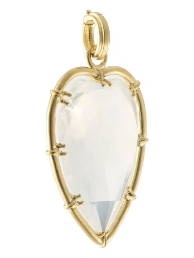 Sylva & Cie 18k Yellow Gold Quartz Heart Pendant In Brown