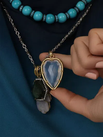 Sylva & Cie 18k Yellow Gold Quartz Heart Pendant In Brown