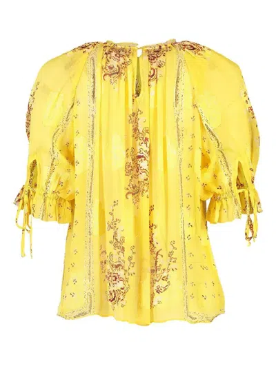 Ulla Johnson Pippa Floral-print Puff-sleeve Blouse In Yellow