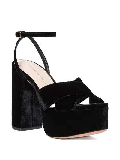 Loeffler Randall 130mm Loretta Velvet Platform Sandals In Black