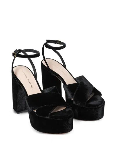 Loeffler Randall 130mm Loretta Velvet Platform Sandals In Black