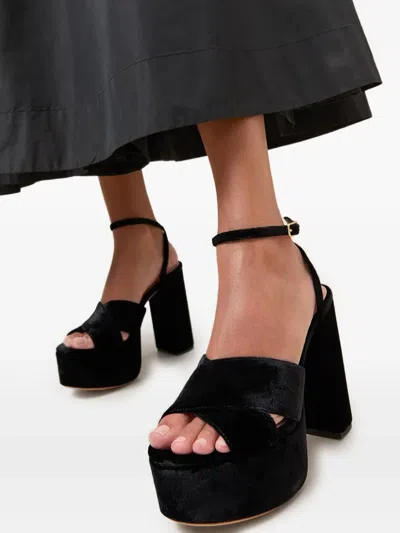 Loeffler Randall 130mm Loretta Velvet Platform Sandals In Black