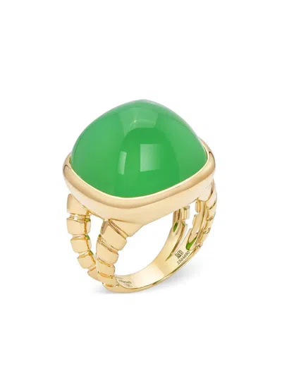 Marina B 18k Yellow Gold Tigella Sugarloaf Chrysoprase Ring In Gold