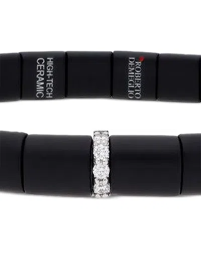 Roberto Demeglio 18k White Gold Pura Diamond Bracelet In Black