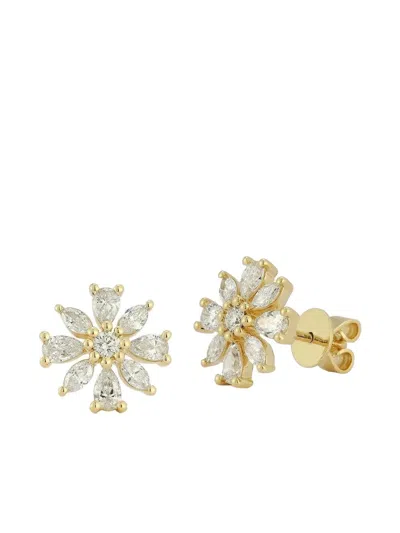 Dana Rebecca Designs 14k Yellow Gold Diamond Alexa Jordyn Flower Stud Earrings In Gold