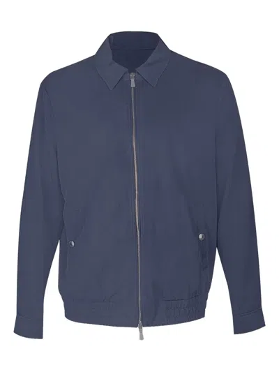 Eleventy Zip-fastening Bomber Jacket In Blue