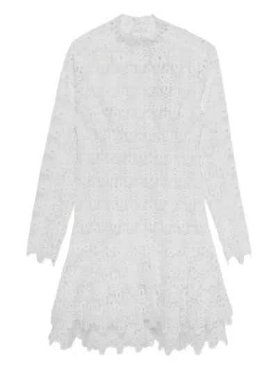 Simkhai Joy Guipure Lace Long-sleeve Mini Dress In White