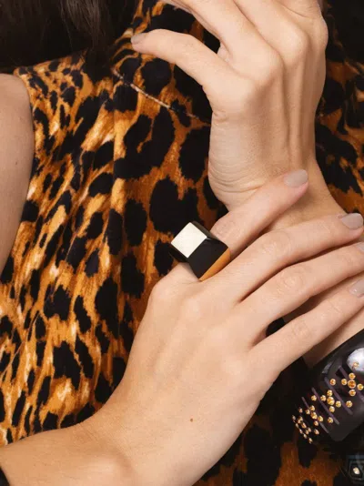 Mark Davis 18k Yellow Gold Kendall Bakelite Ring In Brown