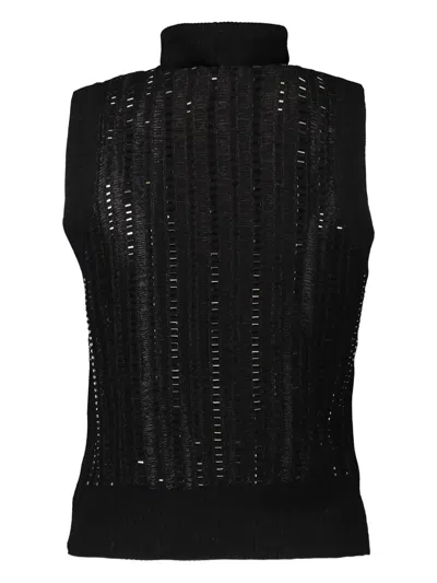 Ermanno Scervino Sleeveless Turtleneck Top In Black