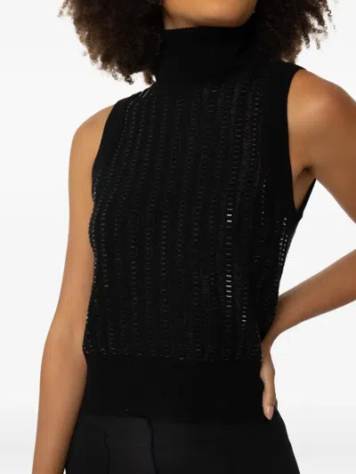 Ermanno Scervino Sleeveless Turtleneck Top In Black