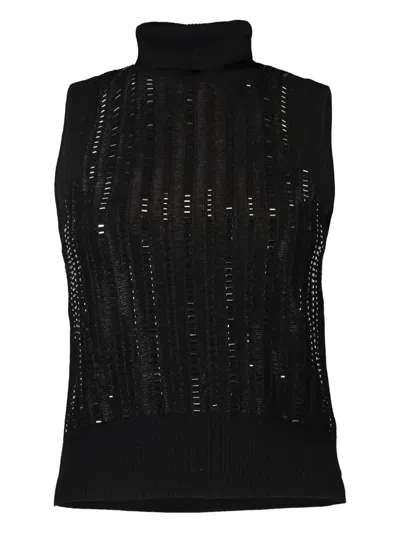 Ermanno Scervino Sleeveless Turtleneck Top In Black