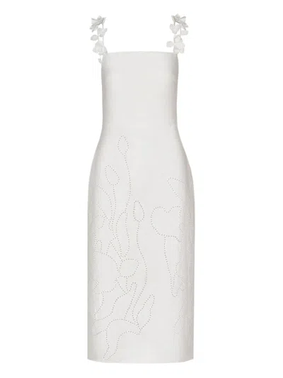 Andres Otalora Petalos Floral-appliqué Sleeveless Dress In White