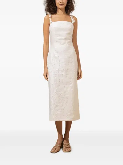 Andres Otalora Petalos Floral-appliqué Sleeveless Dress In White