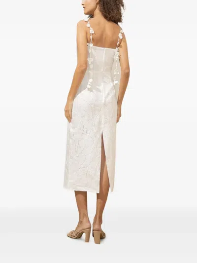 Andres Otalora Petalos Floral-appliqué Sleeveless Dress In White