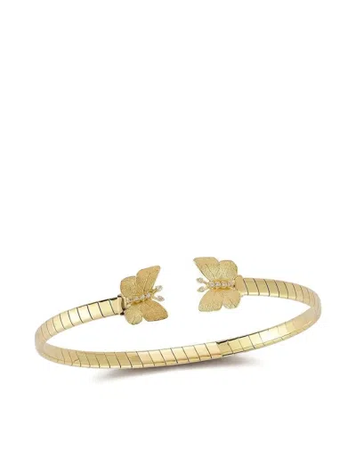 Tanya Farah 18k Yellow Gold Butterfly Diamond Bracelet In Brown