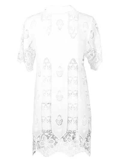Miguelina Elle Lace-panel Mini Dress In White