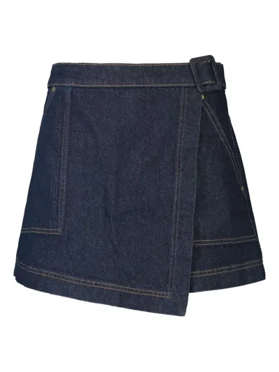 Christy Lynn Maddie Buckle-fastening Wrap Shorts In Blue