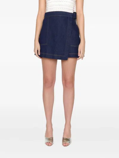 Christy Lynn Maddie Buckle-fastening Wrap Shorts In Blue