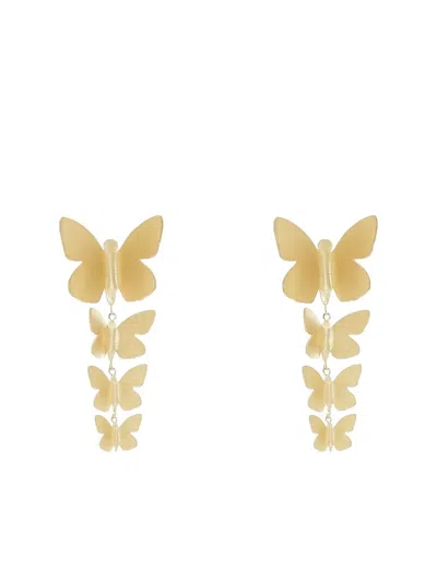 Tanya Farah 18k Yellow Gold Butterfly Cascading Earrings In Brown