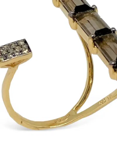 Stéfère 18k Yellow Gold Diamond And Quartz Ring In Blue