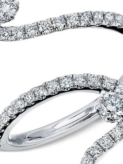 Graziela 18k White Gold Swirl Diamond Ring In Brown