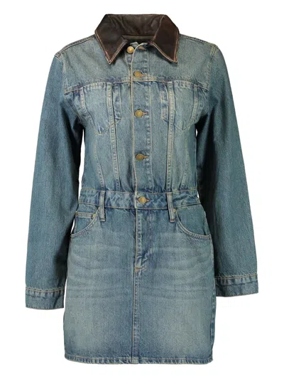 Simkhai Maxella Denim Jacket Mini Dress Coney Island In Blue