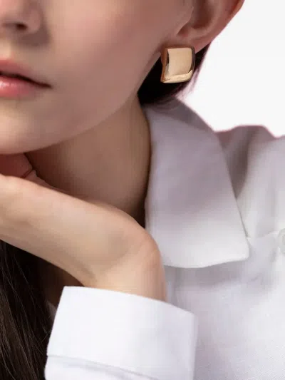 Isabelle Fa 18k White Gold Square Clip Earrings In Brown