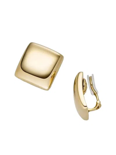 Isabelle Fa 18k White Gold Square Clip Earrings In Brown