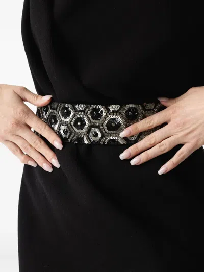 Alberta Ferretti Sequin-embellished Belt In Black
