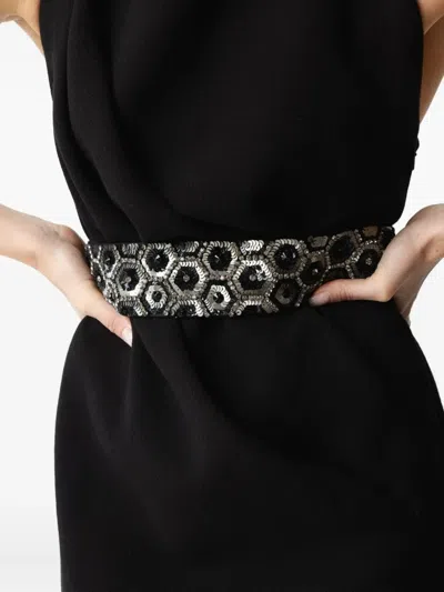 Alberta Ferretti Sequin-embellished Belt In Black