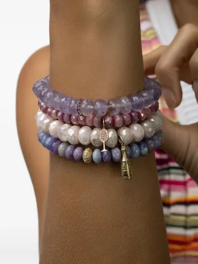 Sydney Evan 14k Yellow Gold Rondelle Heckmenite Bracelet In Purple